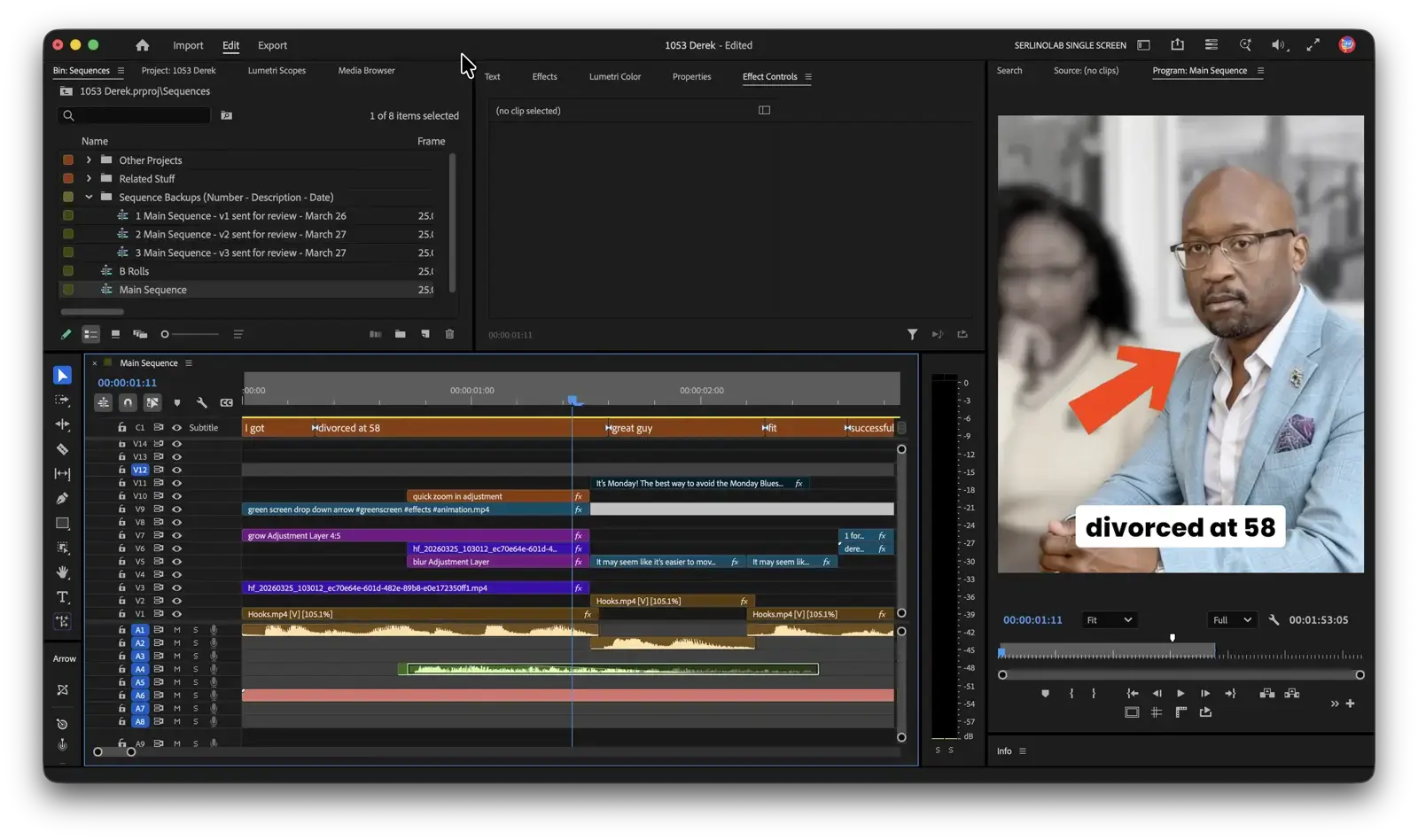 Premiere Pro editing timeline